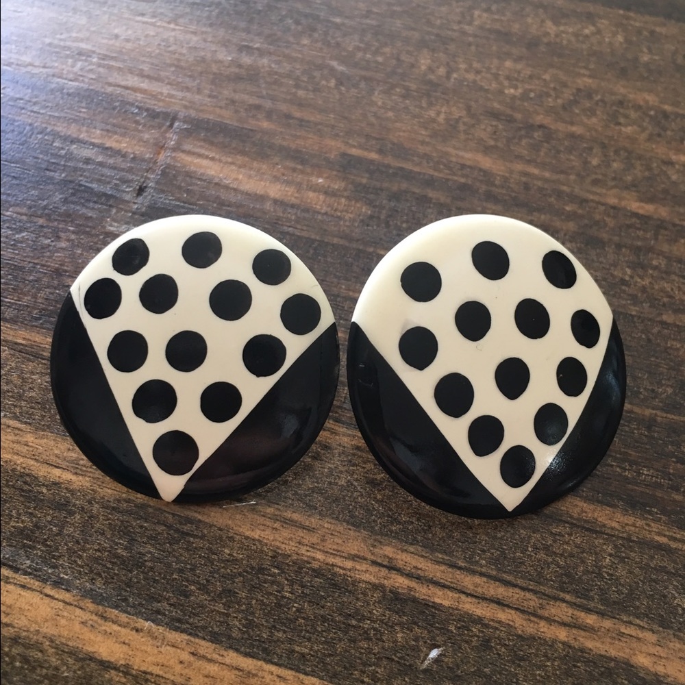 Vintage 80's Retro Polka Dot Earrings