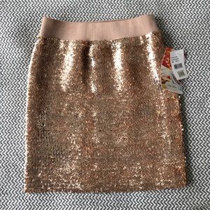 Lily White Gold Sequin Mini Skirt