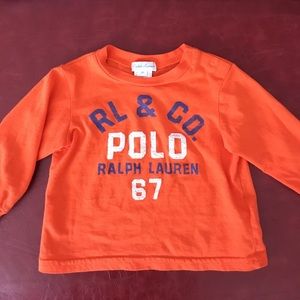 Polo long sleeve orange t shirt. Size 9 months.
