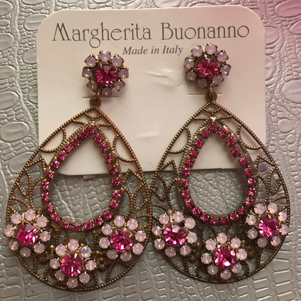 Gold and Pink Flower earrings