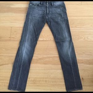 Diesel Mens Denim Jeans Made in Italy,Leather trim