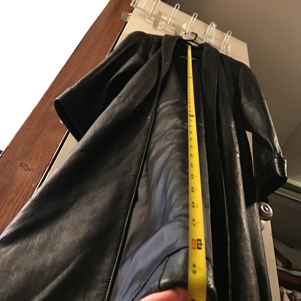 Oversized black leather jacket
