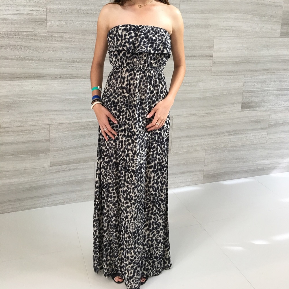 Strapless Leopard Print Maxi Dress Size Small