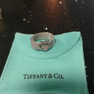 Sterling Silver Tiffany Heart Mesh Ring