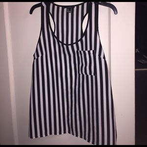 F21 Black & White Vertical Striped Tank Top