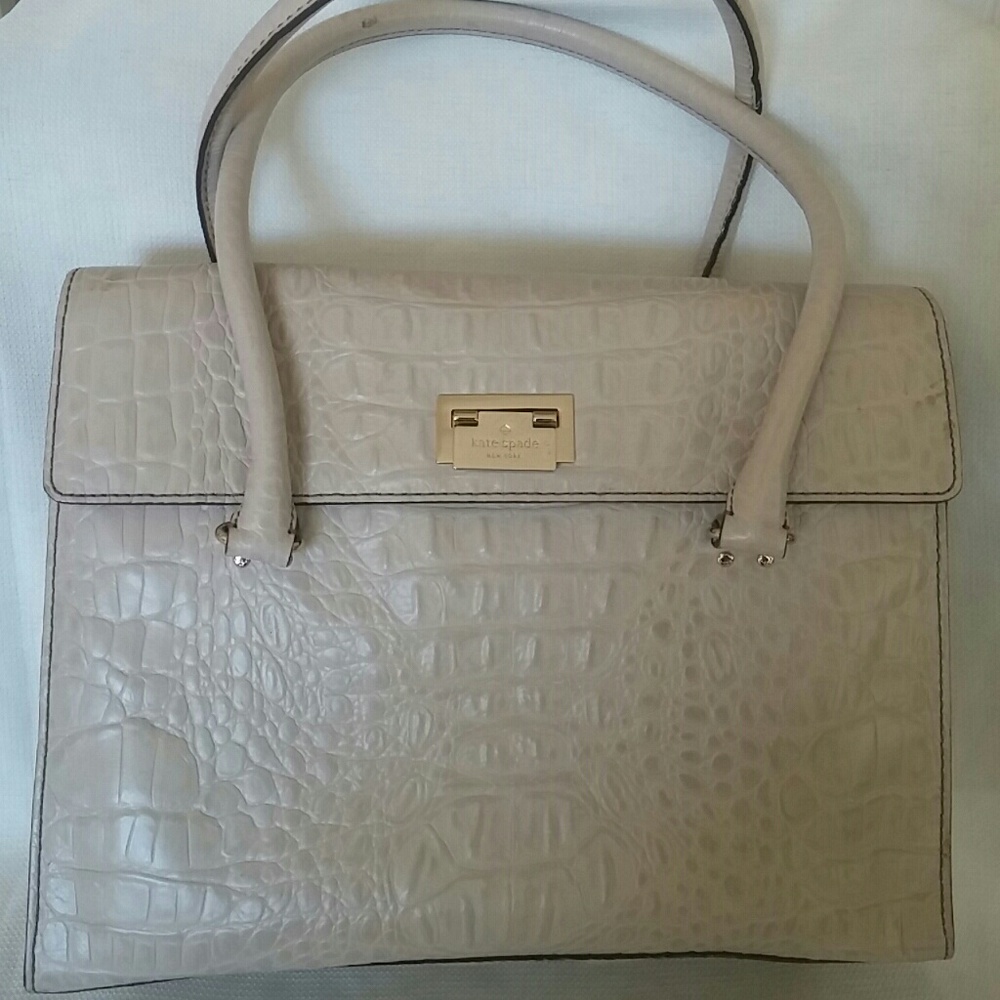 Kate Spade Croc Embossed Shoulder Bag Cream