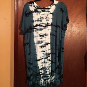 Mossimo XL tie dye tunic teal blue goth boho