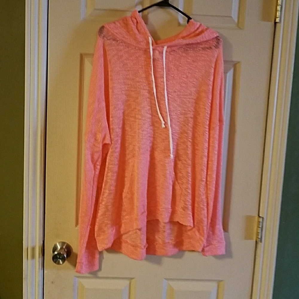 Peach colored swim cover hoodie