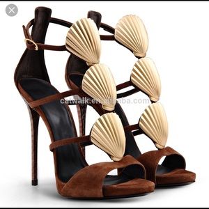 Giuseppe Zanotti Brown Suede Shell Heels