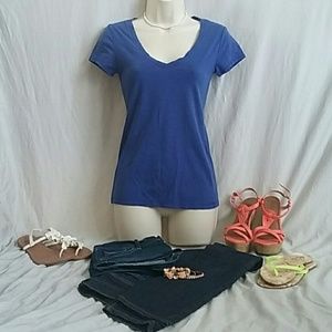 Wet Seal blue V neck tee shirt