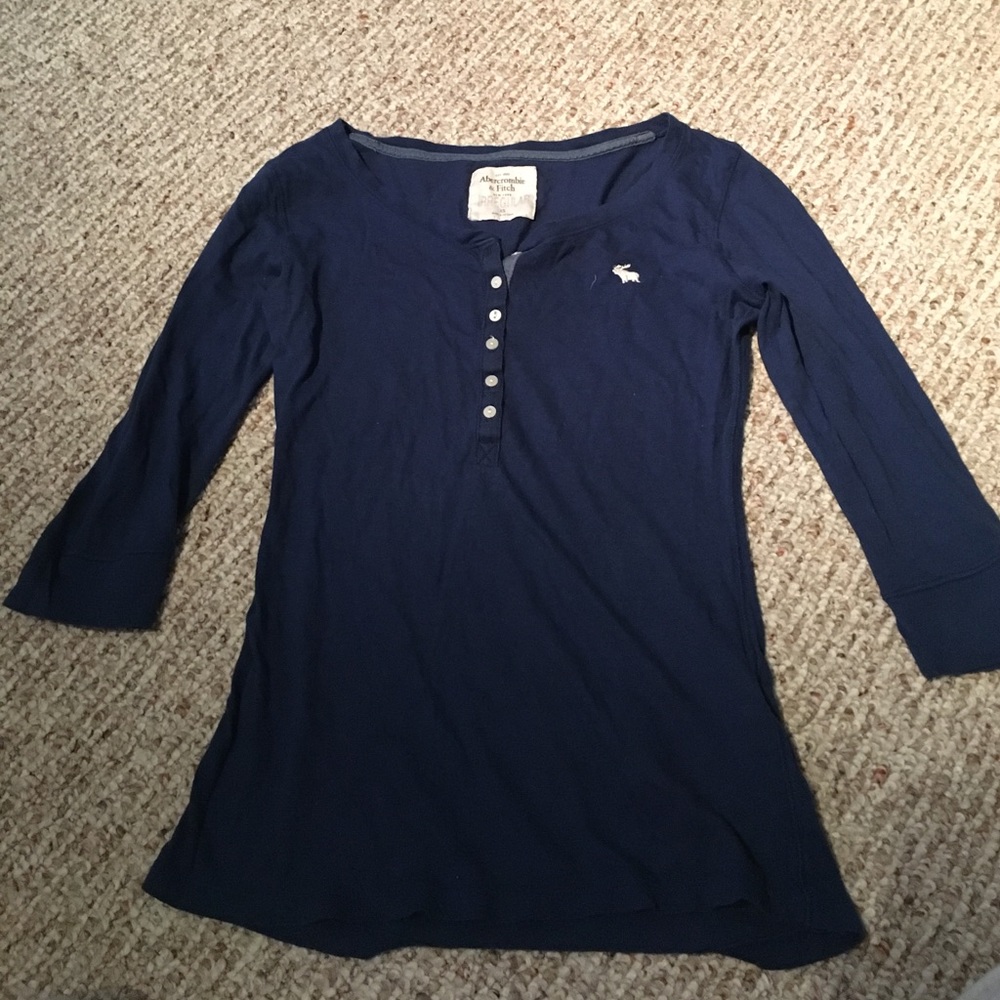 Abercrombie and fitch blue half button up shirt