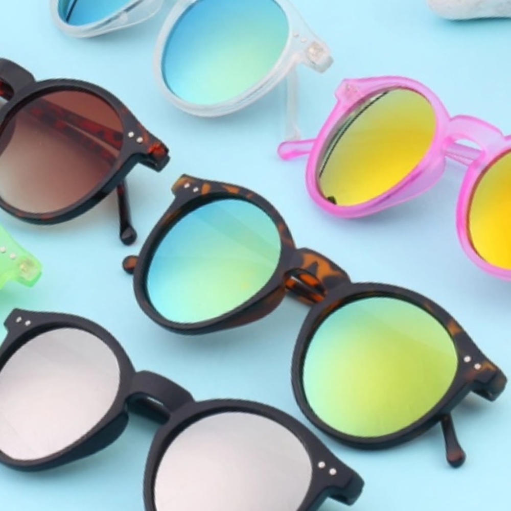 Round MIRROR Lense PINK Retro SUNGLASSES Gold BLUE - Picture 1 of 4