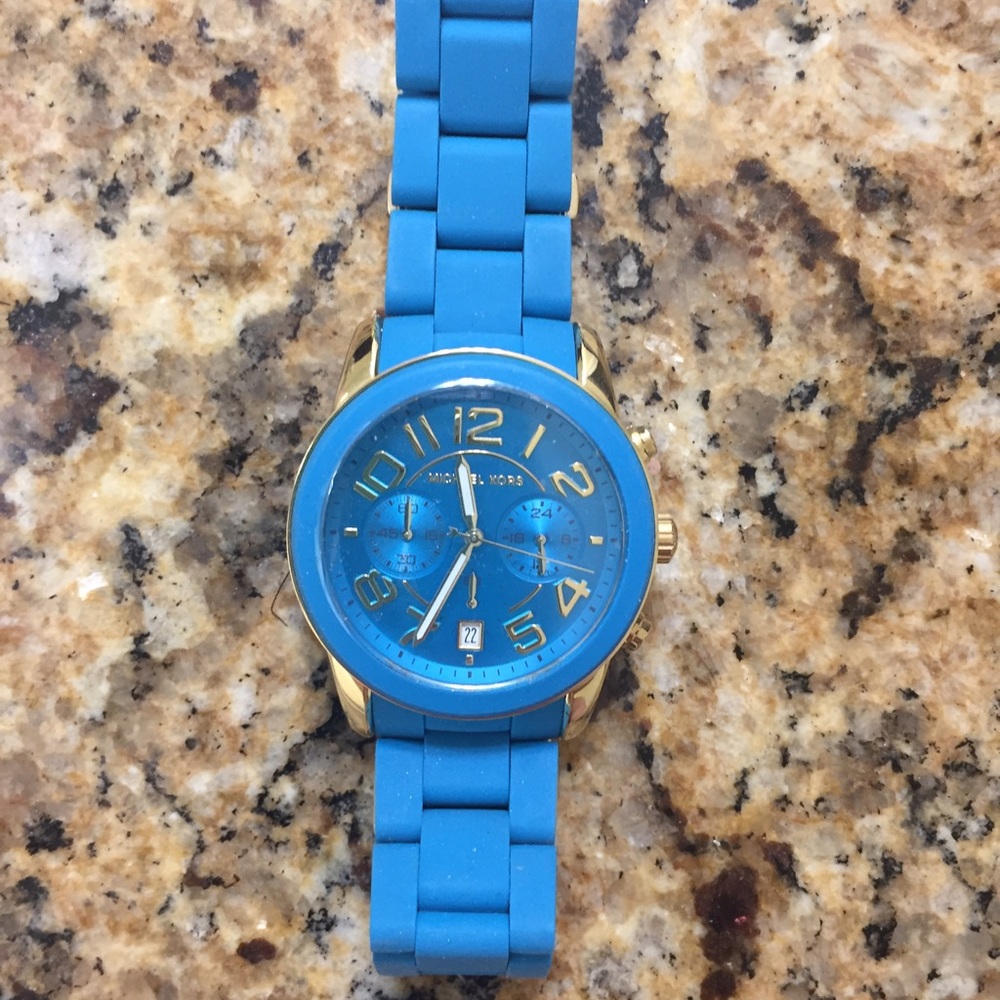 Gold and blue rubber Michael Kors Watch