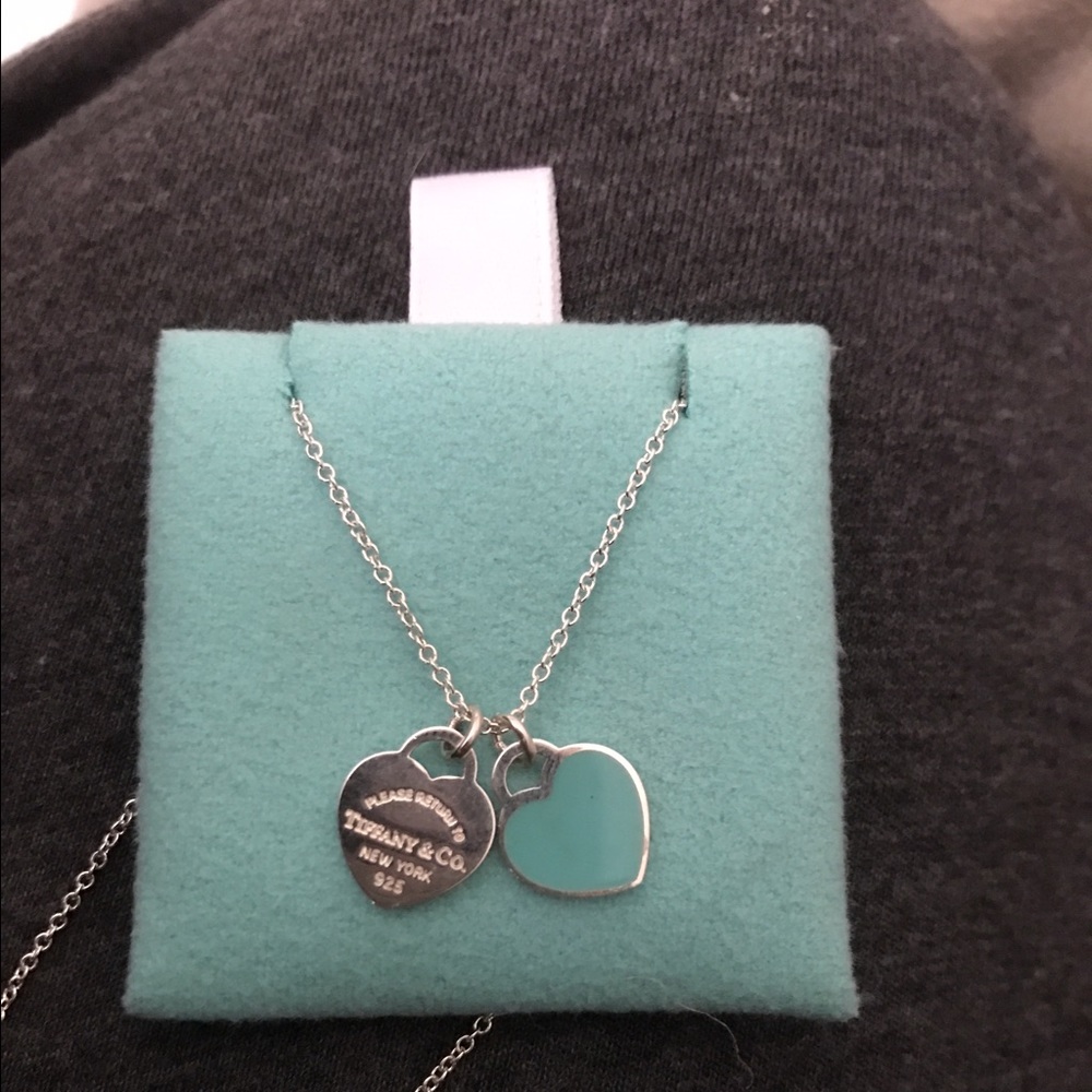 Tiffany and Co 16" Double Heart Necklace