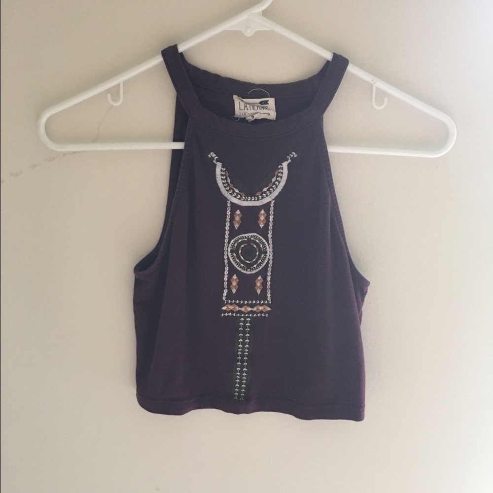 Burgundy cropped halter top