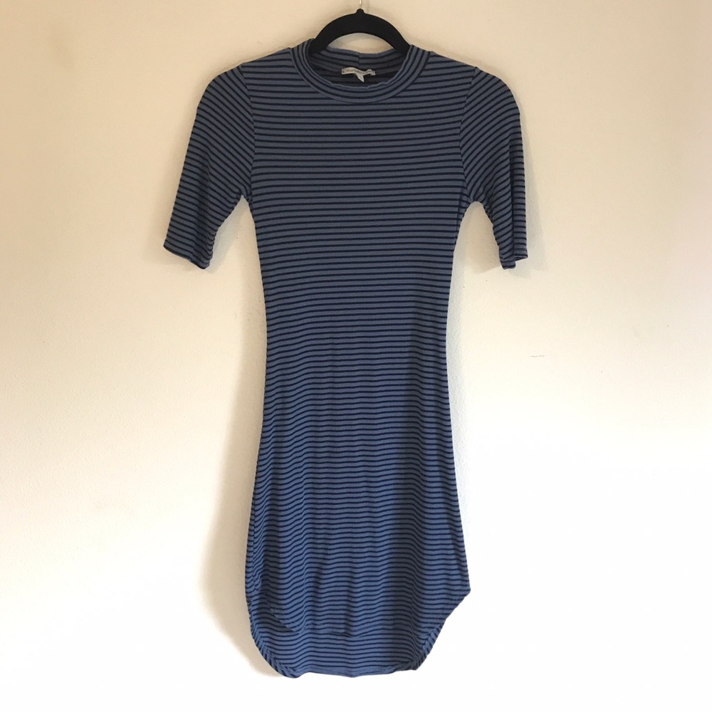 Mock Neck Striped Bodycon Dress