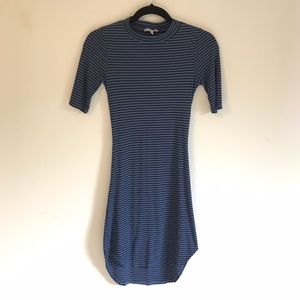 Mock Neck Striped Bodycon Dress