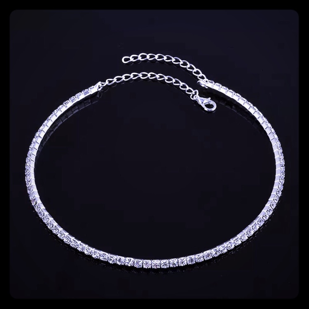 💎G💎L💎A💎M💎 Choker - Silver Alloy with Bling ✨