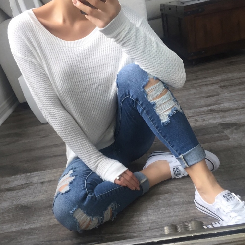 Soft Ivory Waffle Top from ekAttire