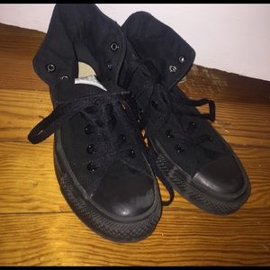 All black hightop converse mens 6 womens 8