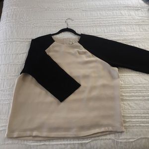 JCrew cream and black blouse size 16.