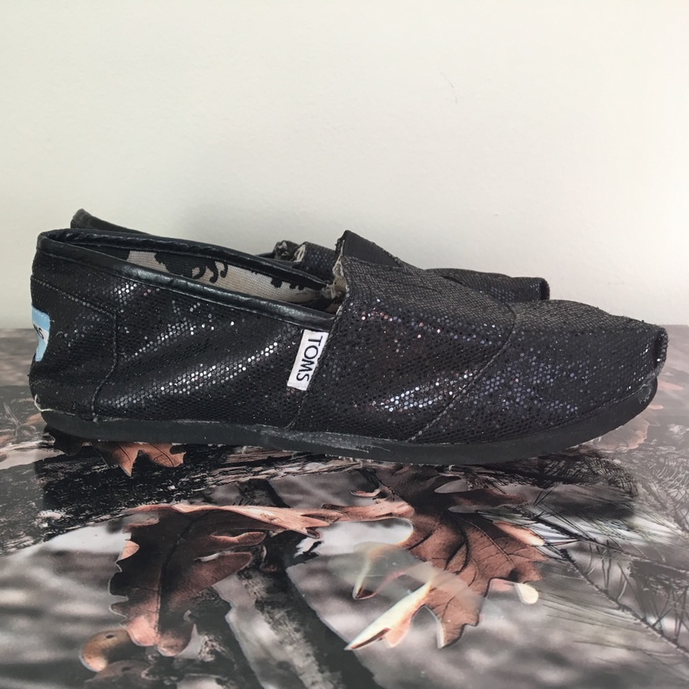 Toms black sparkly shoes