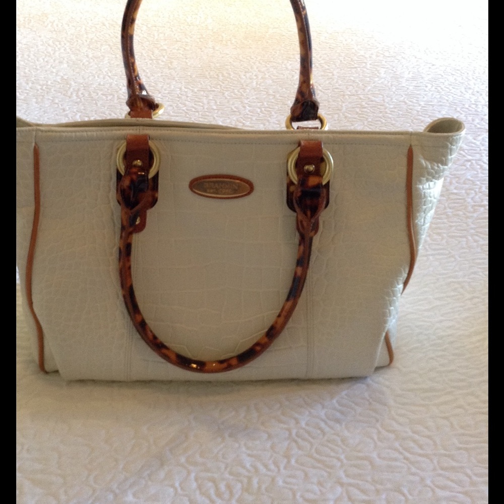Brahmin purse cream pho alligator with tortoise handles
