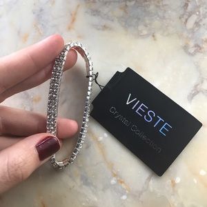 Vieste® Crystal Silver-Tone Tennis Bracelet