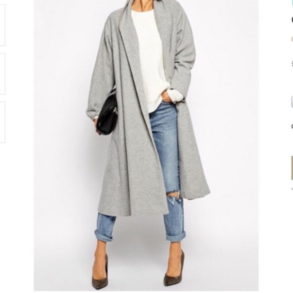 Grey longline lapel coat