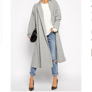Grey longline lapel coat