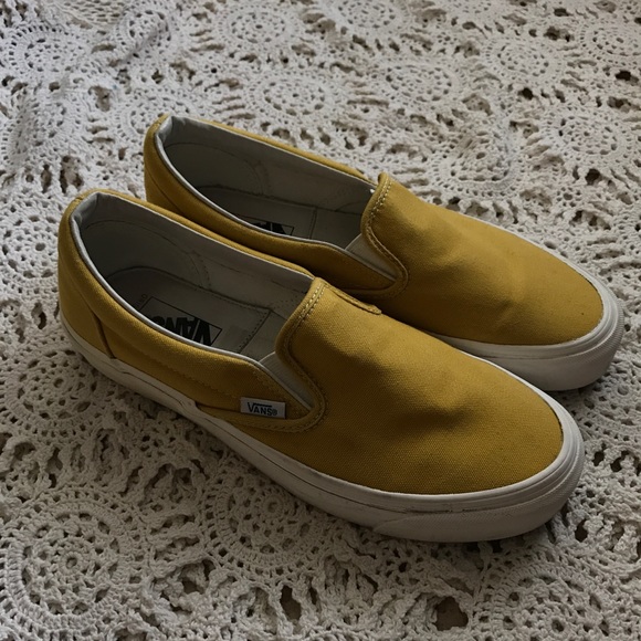 mustard yellow slip on vans