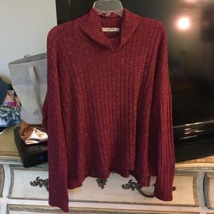 Ribbed Maroon Turtleneck Sweater