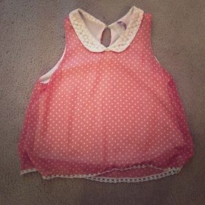 Sleeveless, polkadot, blouse