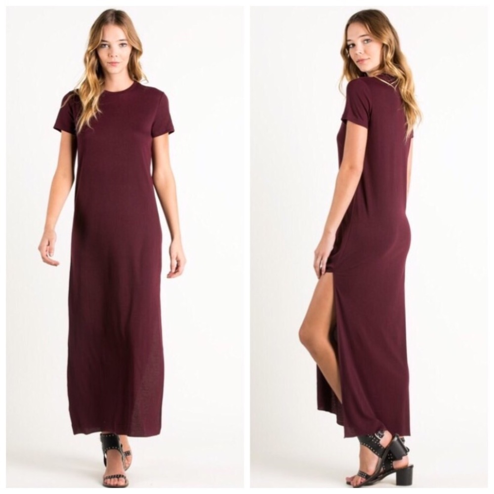 ❗️CLEARANCE❗️Mocha Side Slit Maxi Dress S M L - Picture 2 of 2