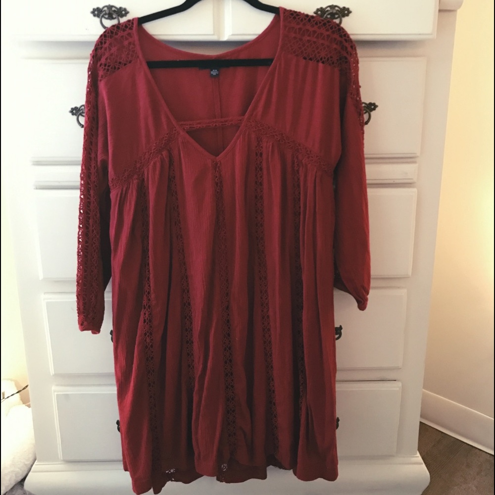 American Eagle Red Cotton Dress