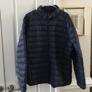 Navy blue puffer coat