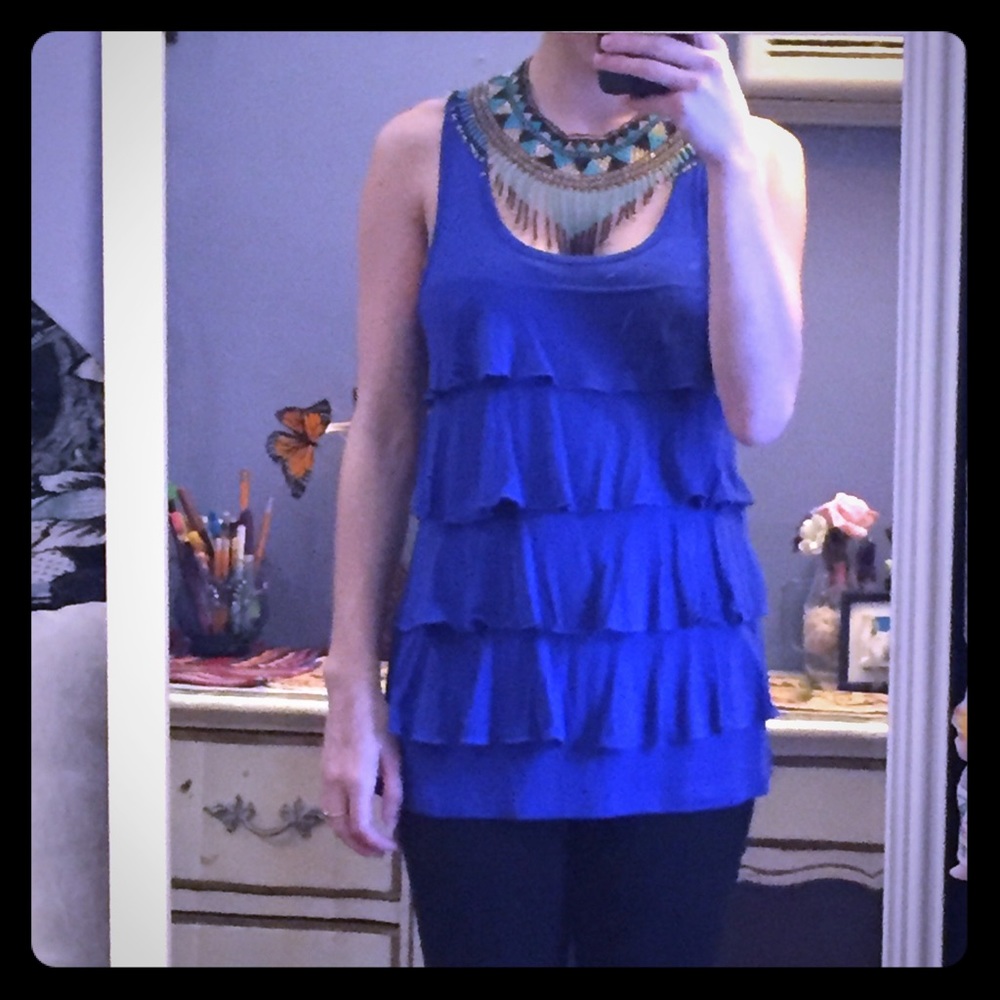 NWT Royal Blue Ruffle Tank