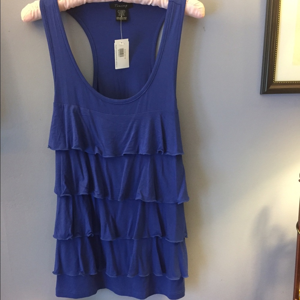 NWT Royal Blue Ruffle Tank - Picture 3 of 4