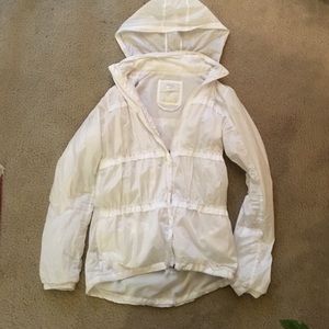 White, water-resistant, windbreaker