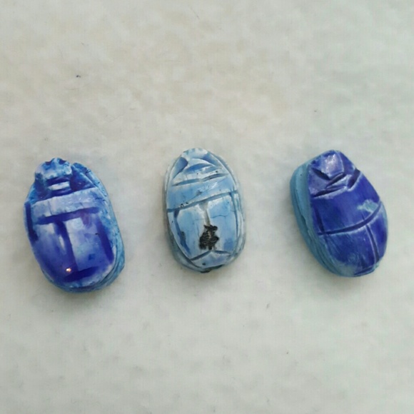 Jewelry - 3 Handmade Egyptian Scarab Beads