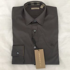 NWT Burberry Men's Dress Shirt Grey Size Small