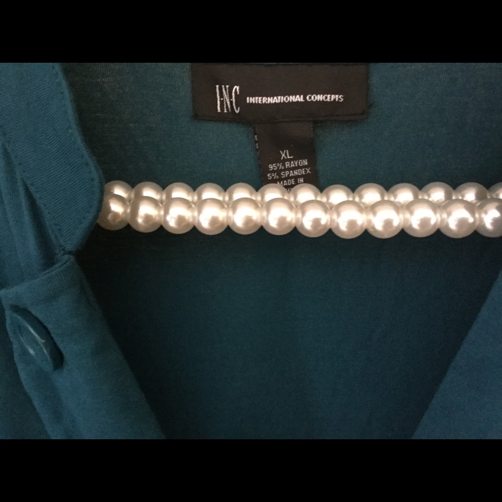 SOLD Blue Babydoll Big Button Blouse - Picture 2 of 4