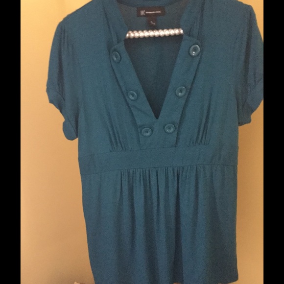 INC International Concepts Tops - SOLD Blue Babydoll Big Button Blouse