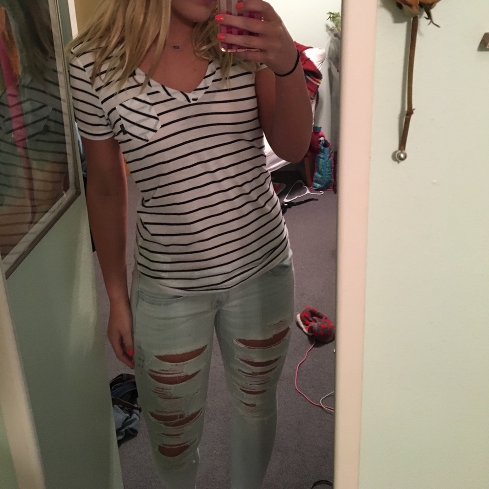 Vans Striped V neck Tee