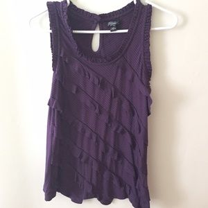 Sleeveless cotton top with fringe detail
