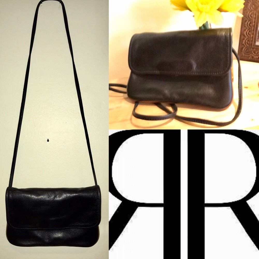 Rachael Ruddick RR black leather cross body purse