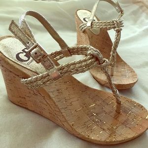 Gold Metallic Wedge Sandals