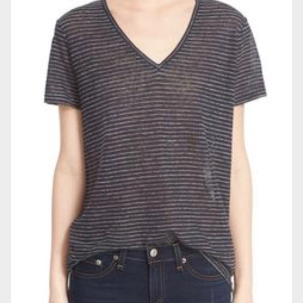 REDUCED: Rag & Bone Summer Stripe Tee V Neck