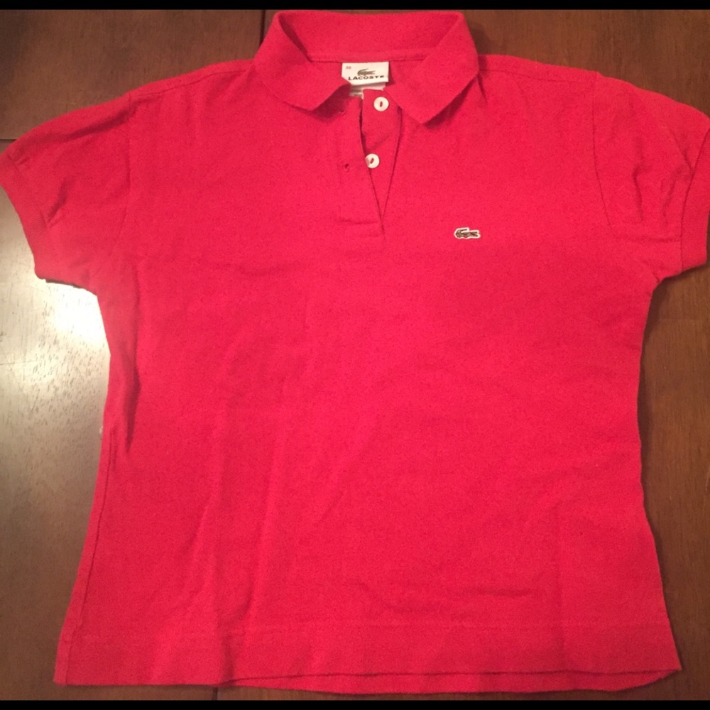 Cropped Red Lacoste polo