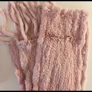 Pale Pink 100% Rabbit Fur Scarf